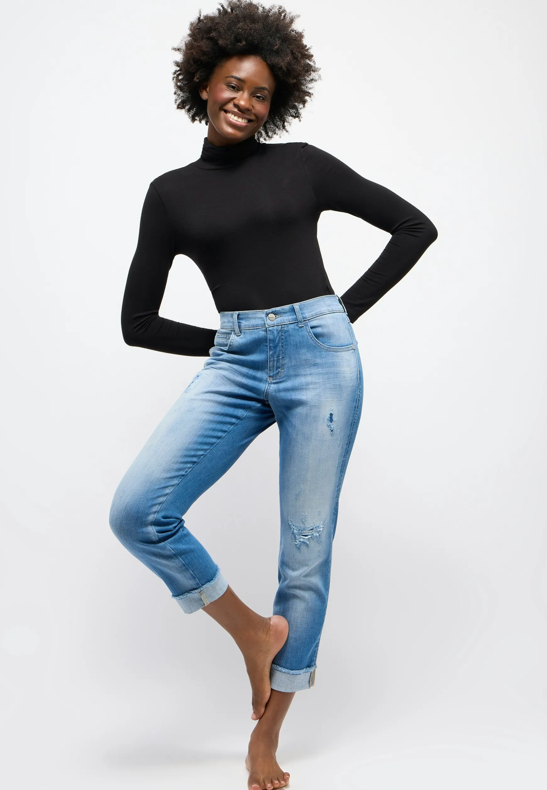 Destroyed-Jeans Darleen Crop TU Fringe