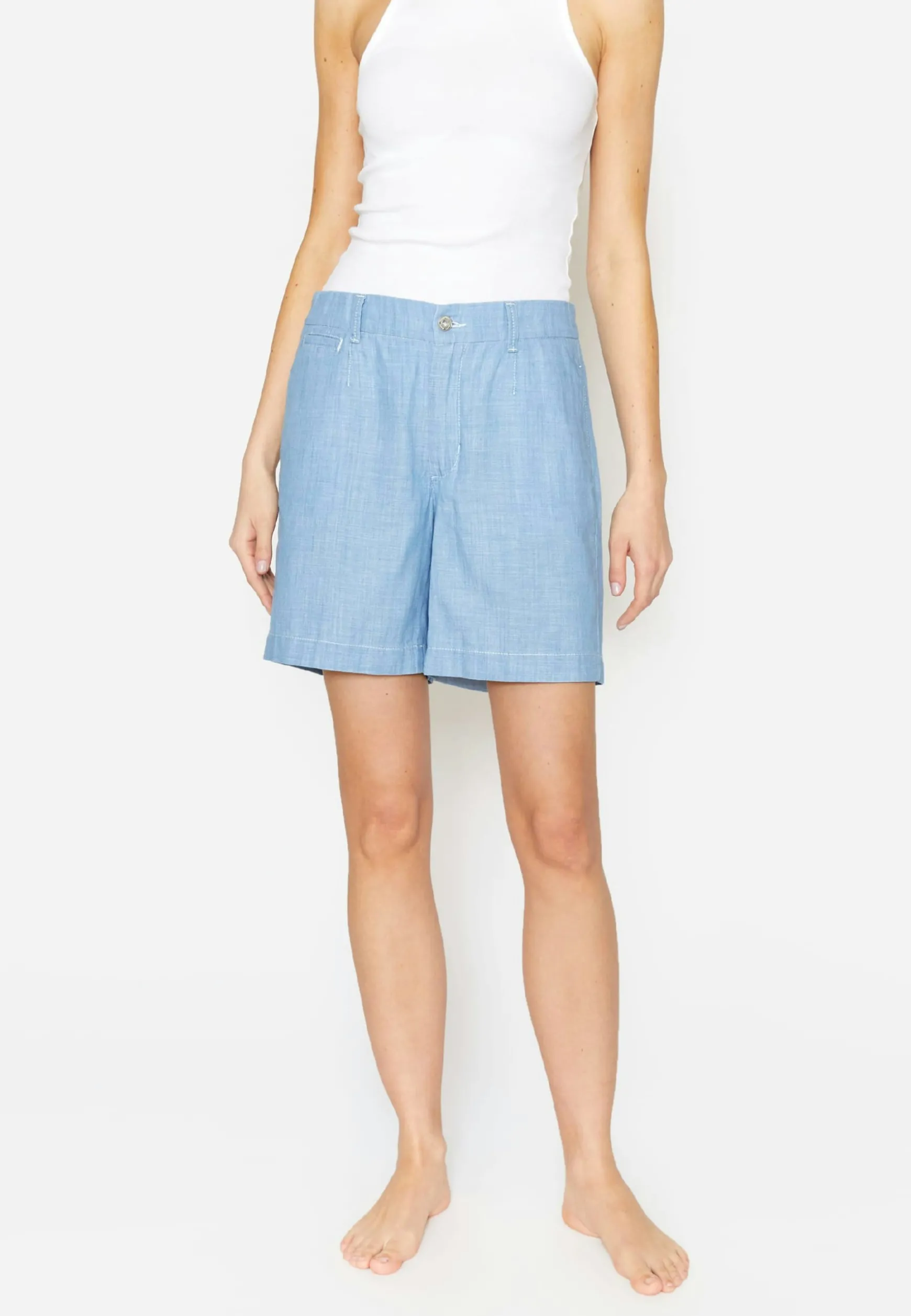 Hose Wide Leg Short mit Leinenoptik