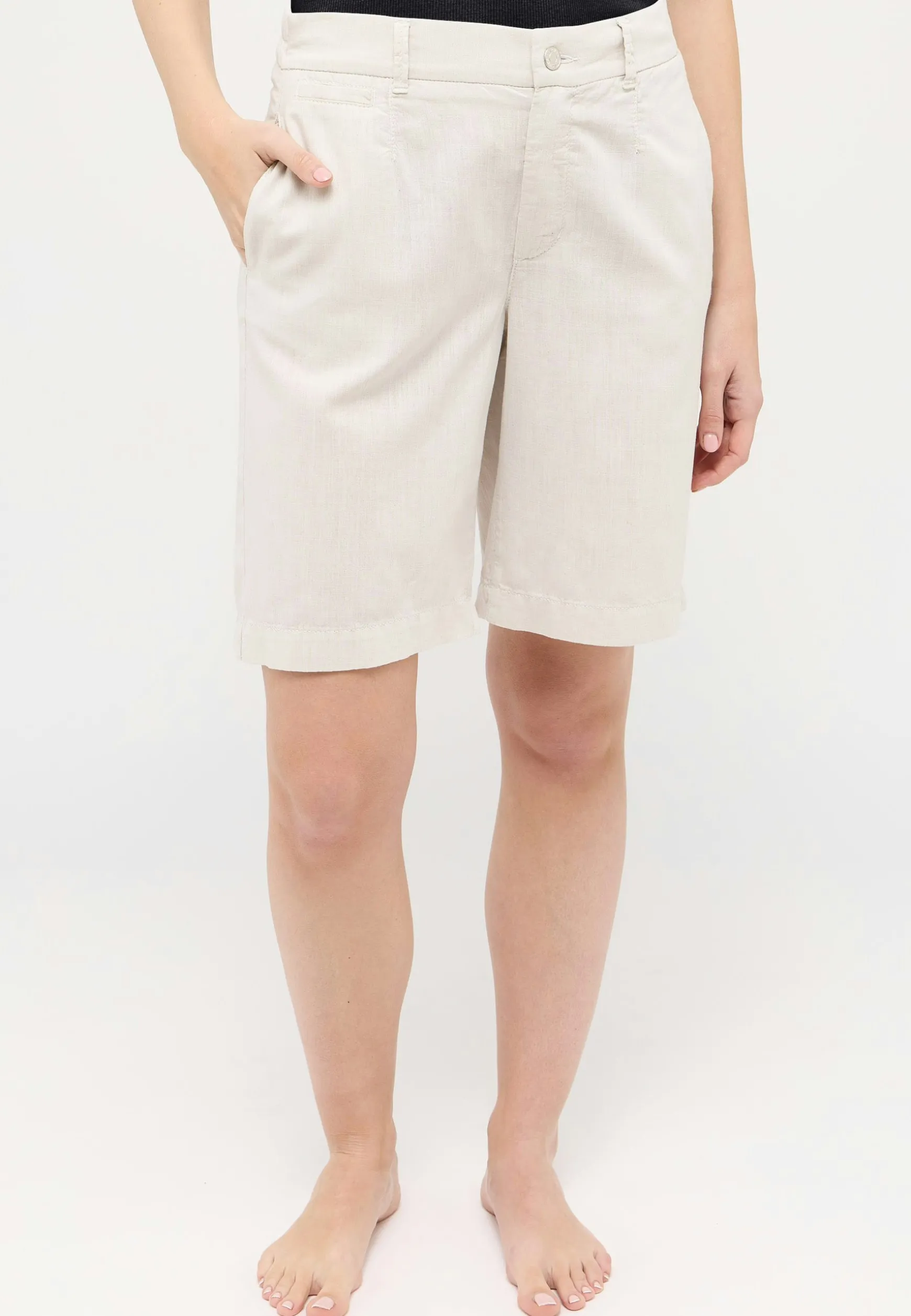 Hose Wide Leg Short mit Leinenoptik
