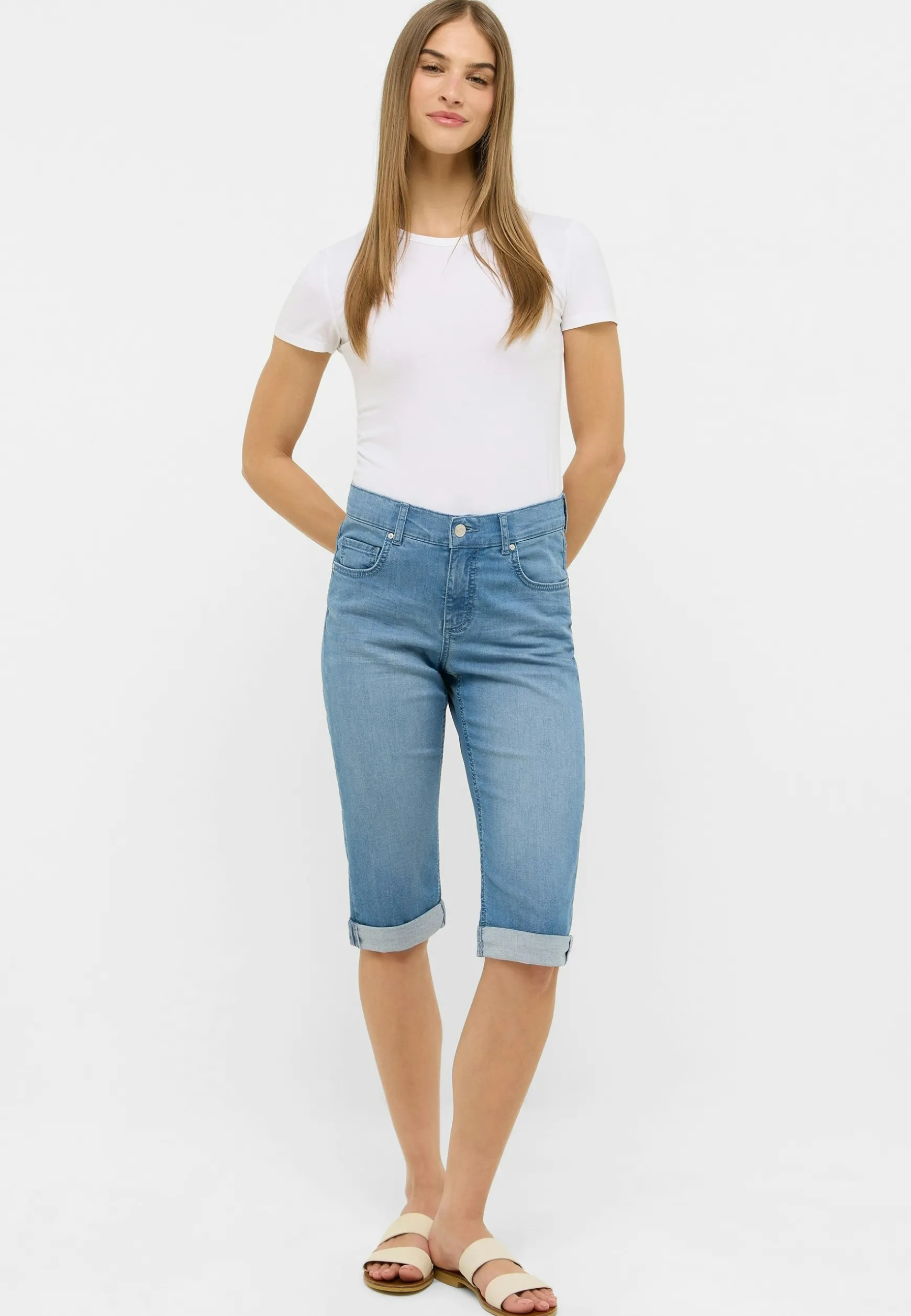 Jeans Capri TU mit Used-Look
