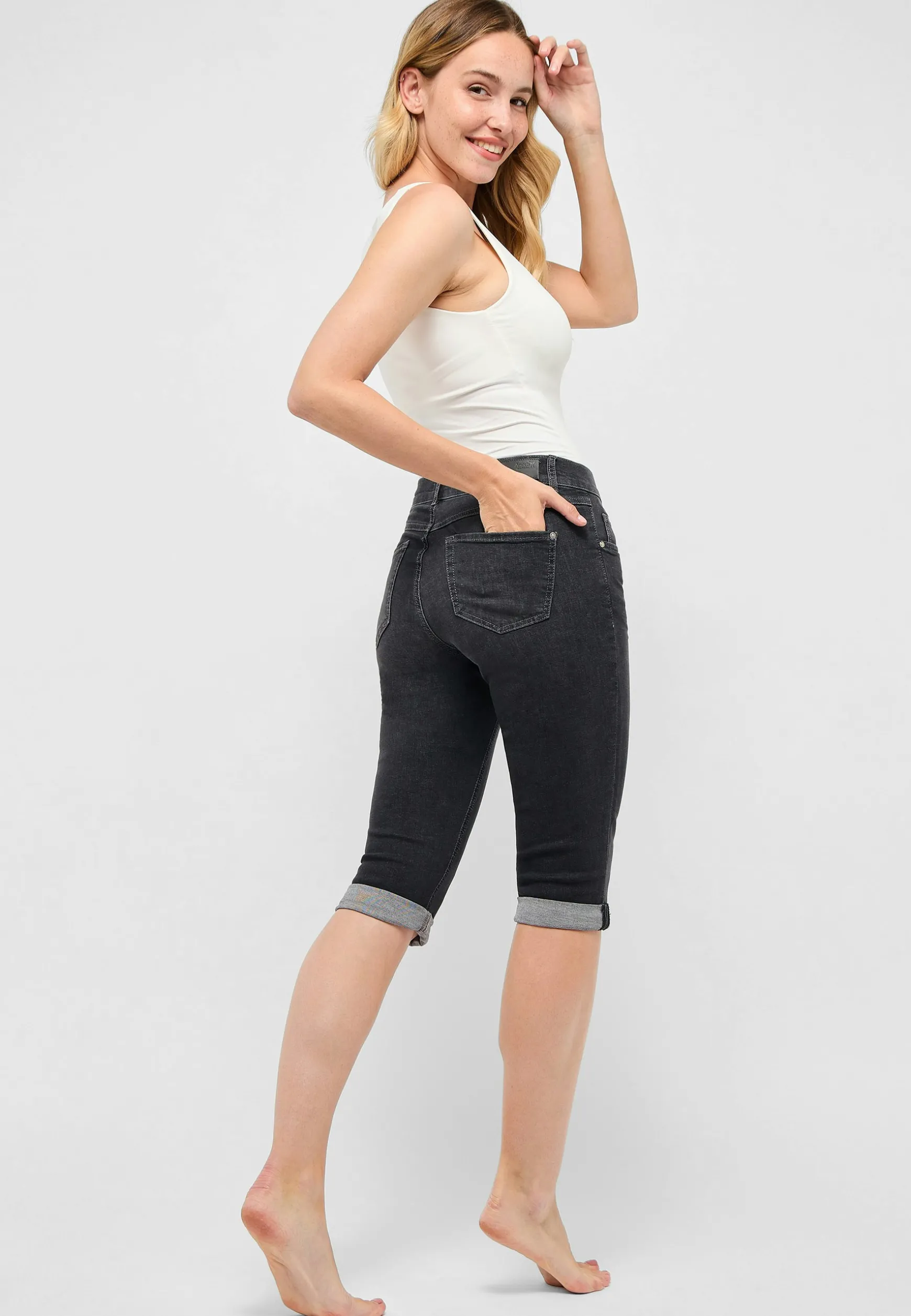 Jeans Capri TU mit Used-Look