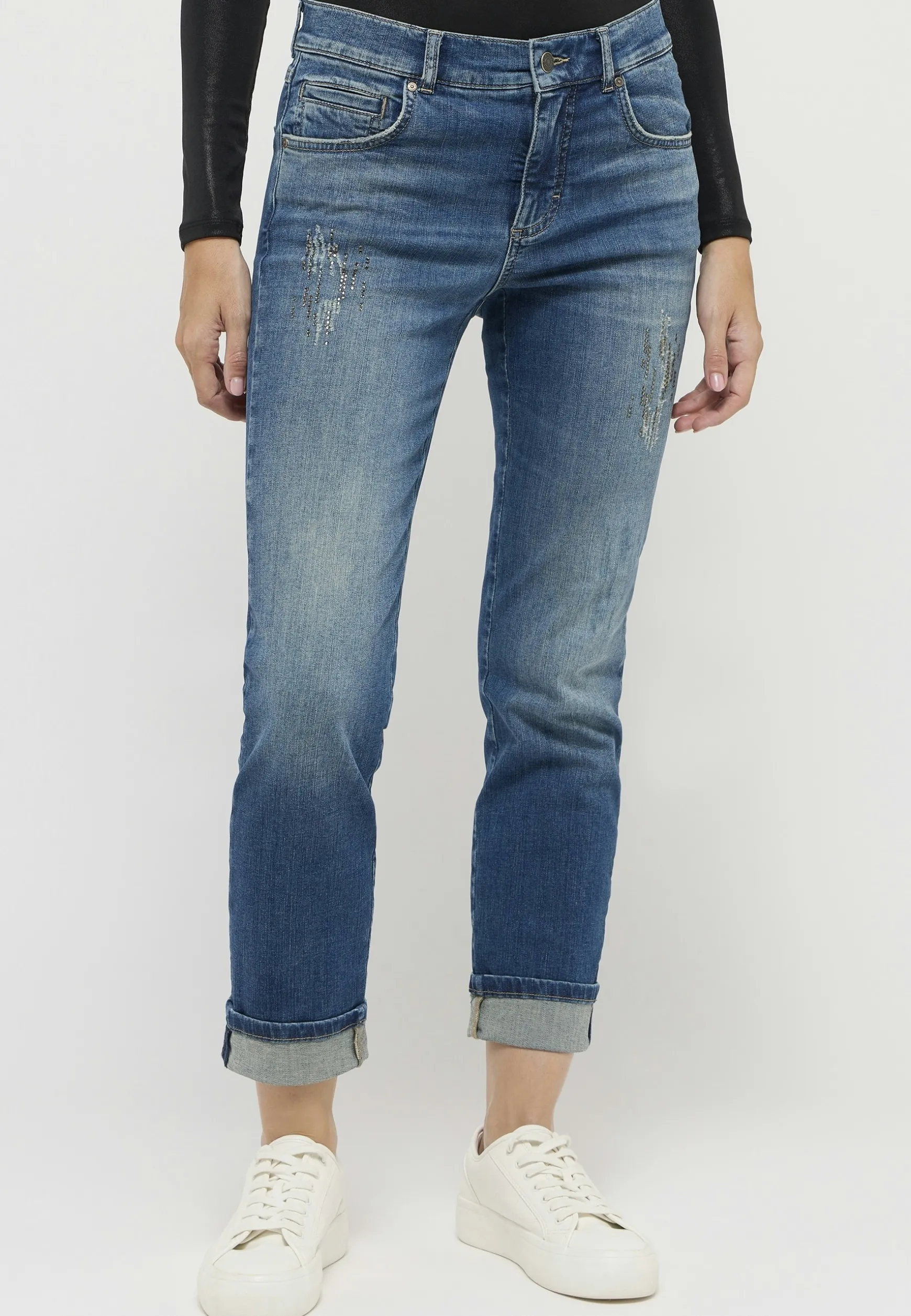 Jeans Cici Crop mit Glitzersteinen