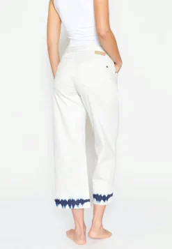 Jeans Cropped Culotte mit Batik-Print
