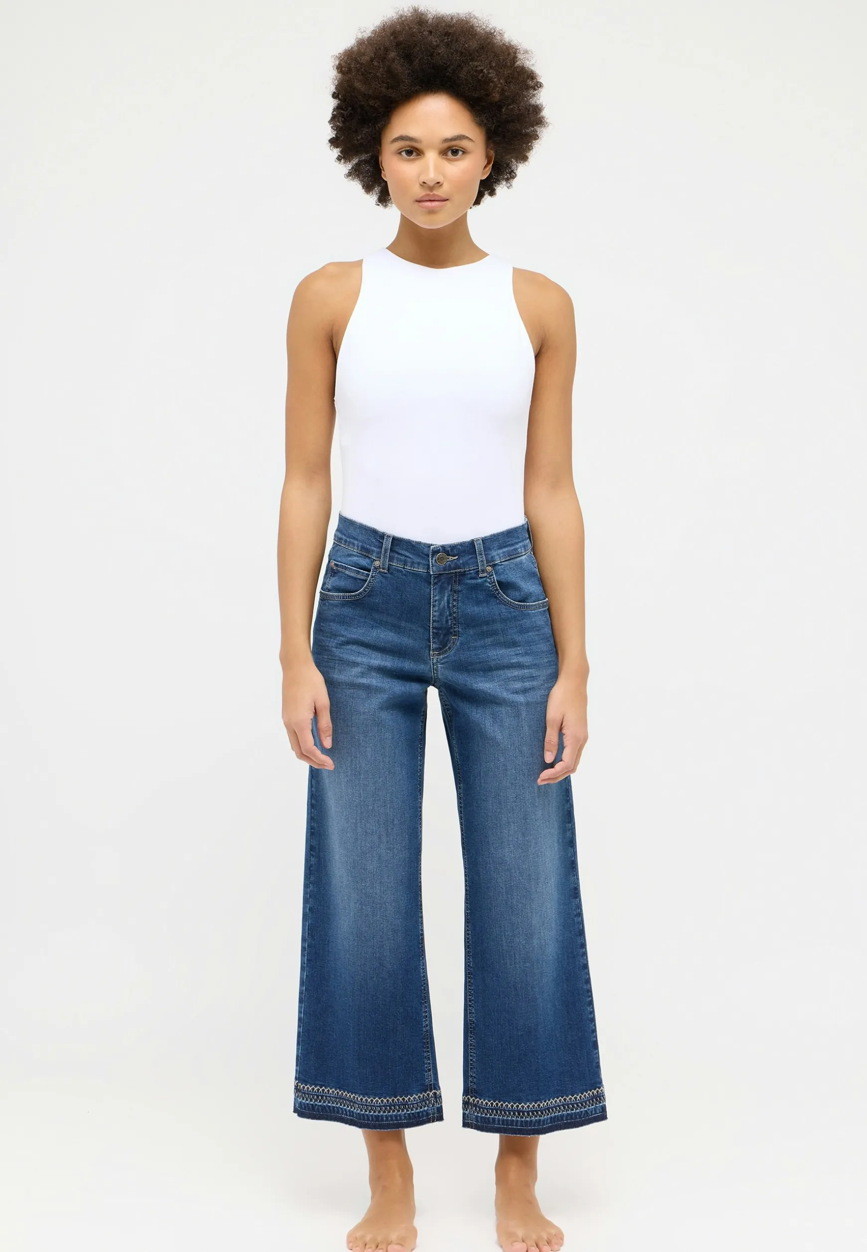 Jeans Linn Fringe mit Stichmuster