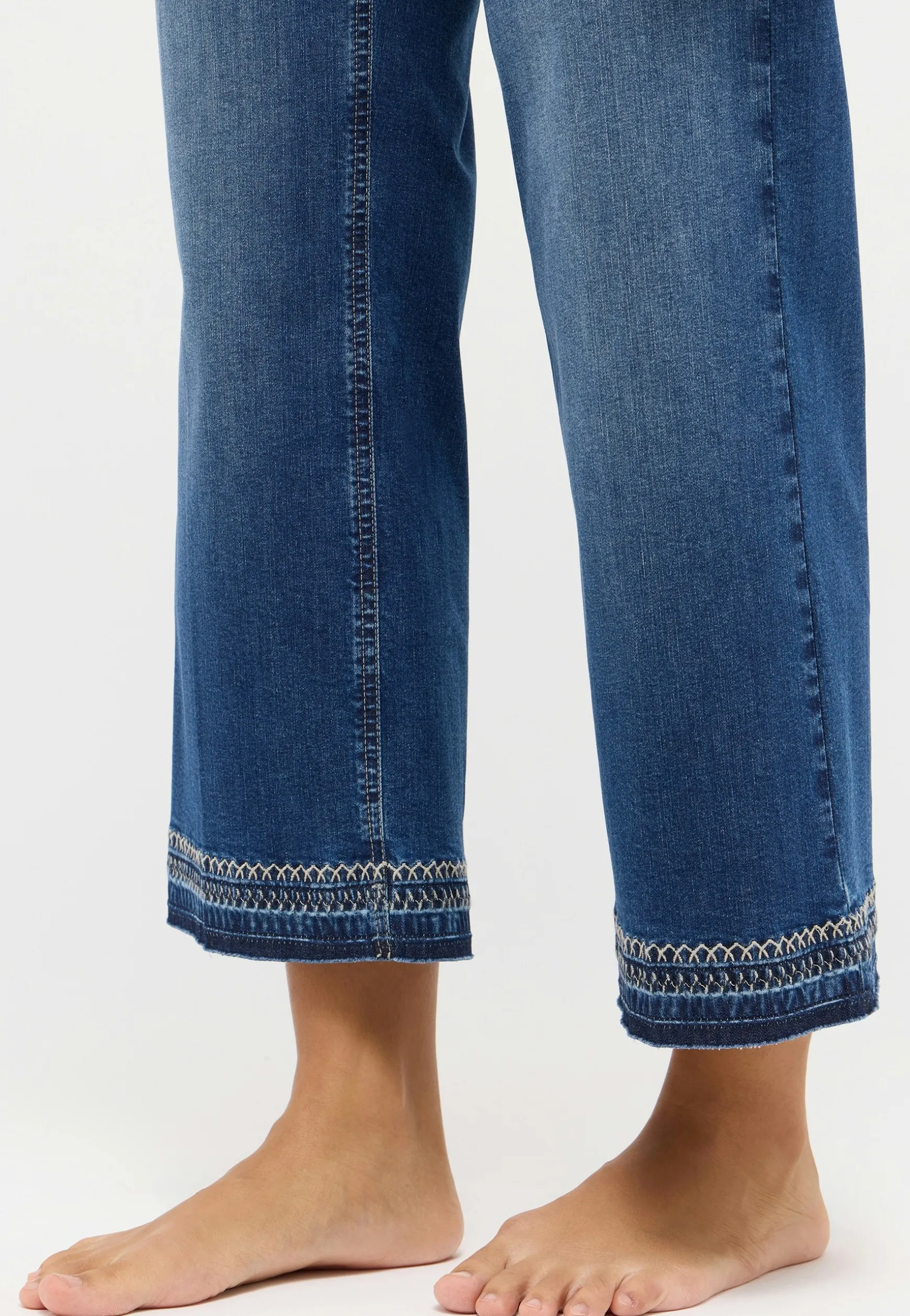 Jeans Linn Fringe mit Stichmuster
