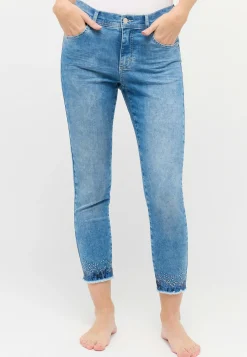 Jeans Ornella Fringe mit Used-Waschung