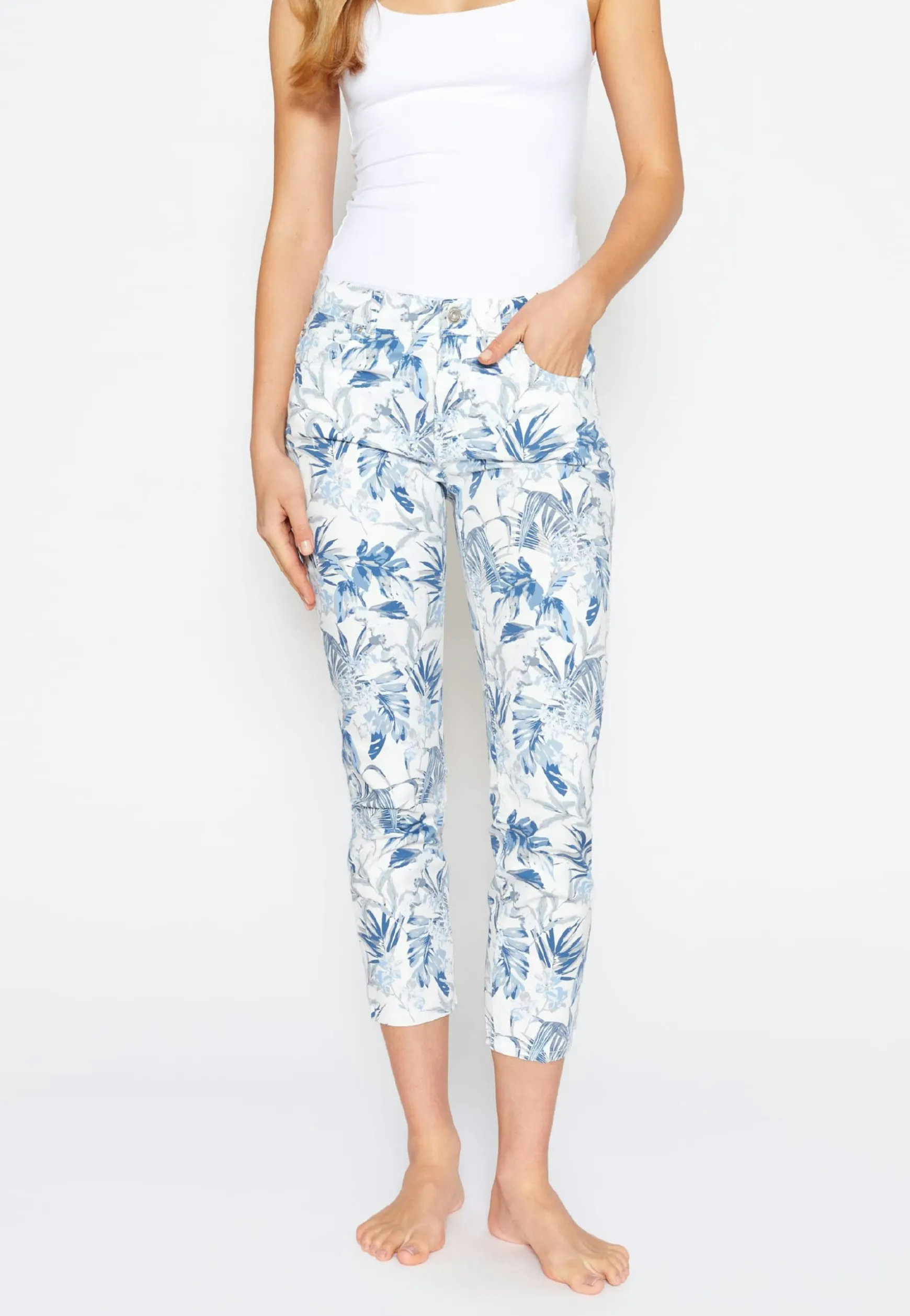 Jeans Ornella mit Palmen-Print