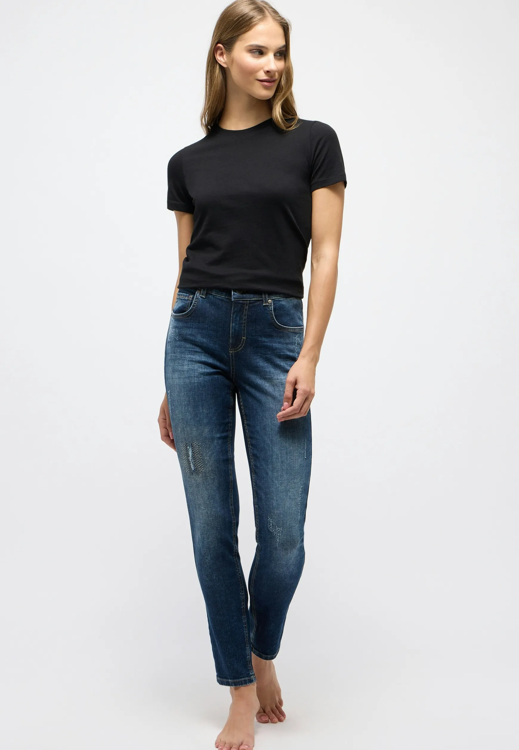 Jeans Skinny Destroy Glam mit Ziersteinen