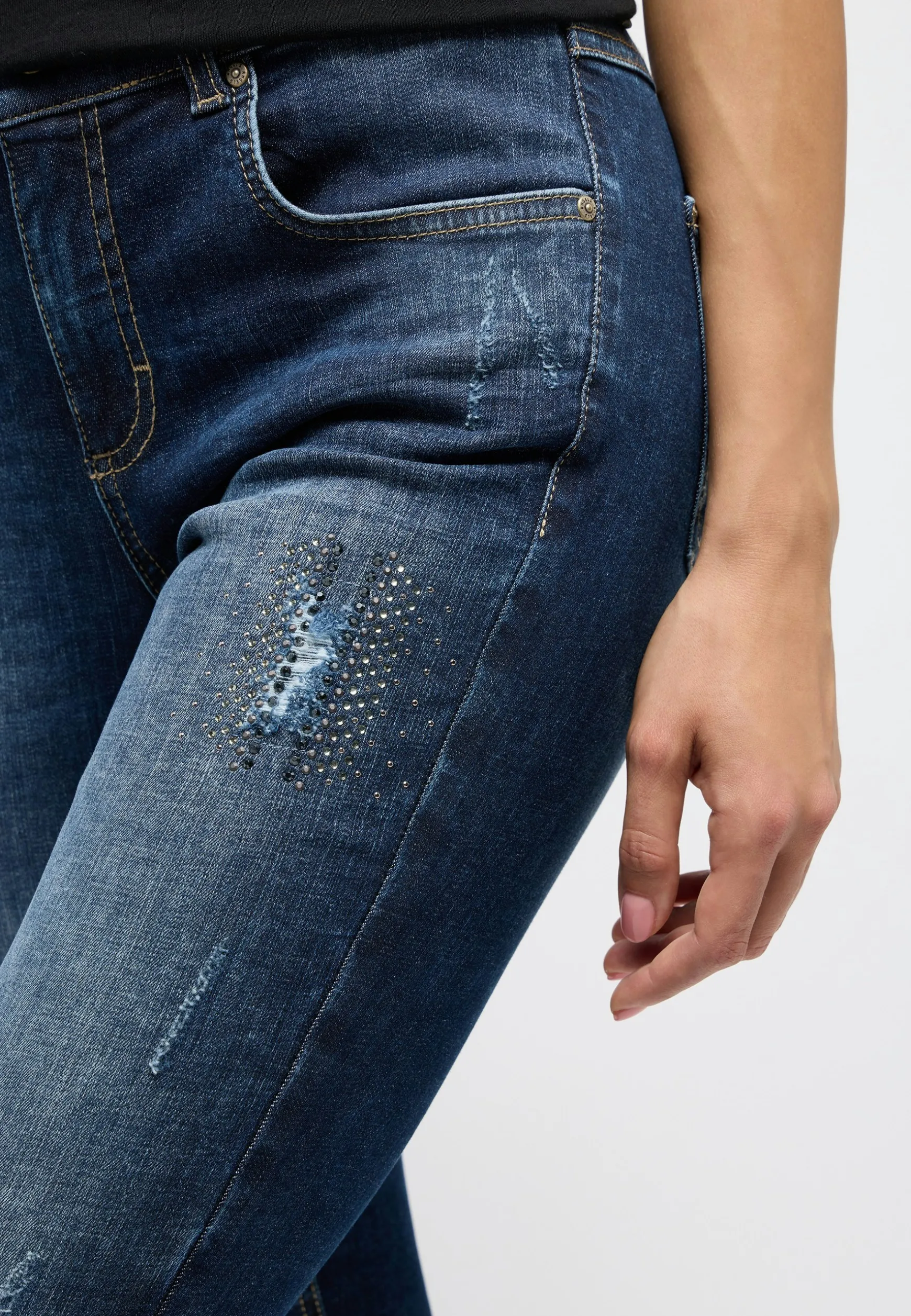 Jeans Skinny Destroy Glam mit Ziersteinen