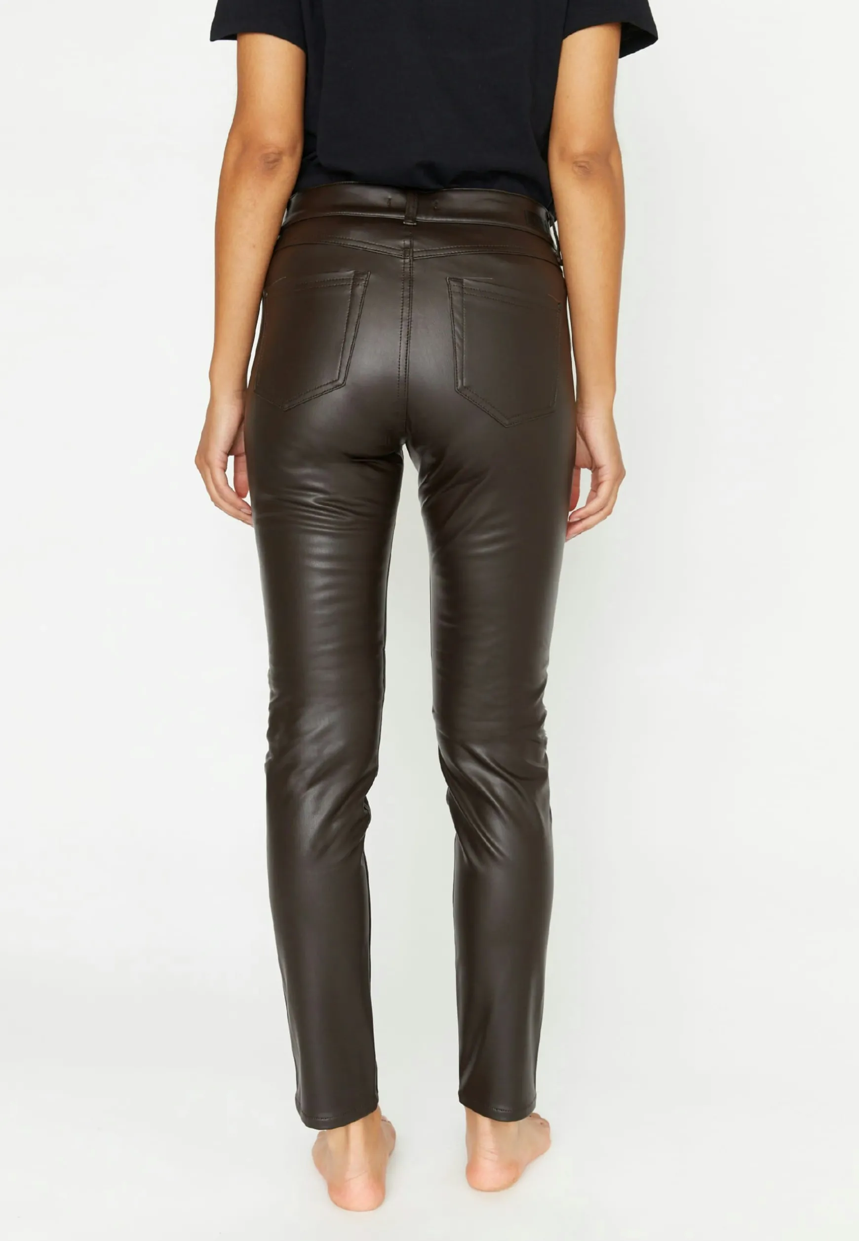 Lederimitathose Skinny Pocket Zip in Uni-Design